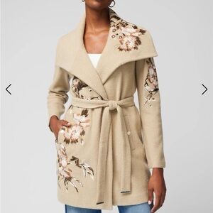 White House Black Market Beige Floral Cardigan